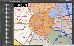 Köln Stadtplan Vektor Stadtbezirke Stadtteile Topographie
