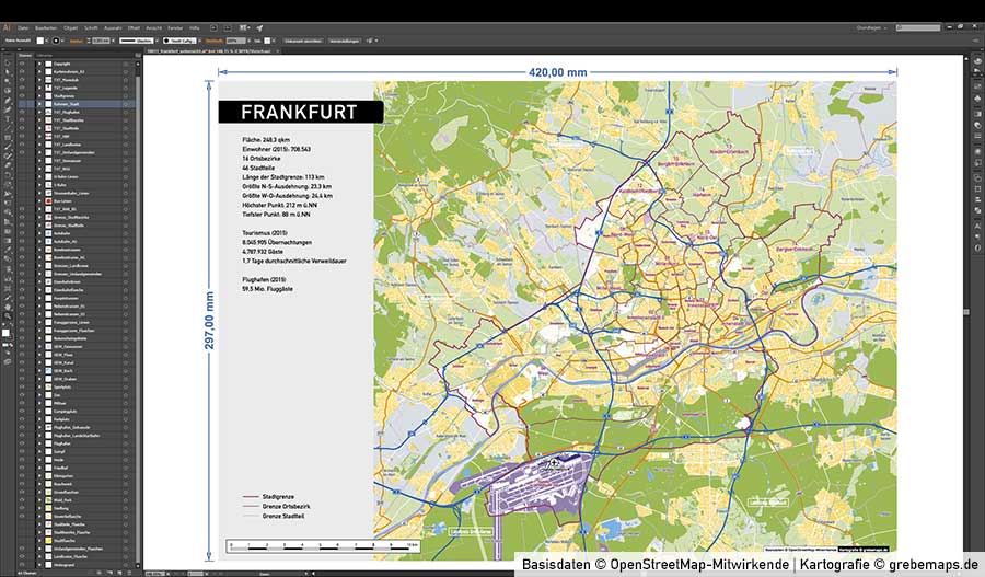 Frankfurt am Main Stadtplan Vektor Stadtbezirke Stadtteile Topographie, Karte Frankfurt am Main, Vektorkarte Frankfurt am Main, Stadtplan Karte Frankfurt am Main