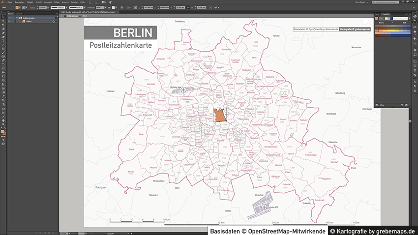 Berlin Stadtplan Postleitzahlen PLZ-5 Topographie Stadtbezirke Stadtteile, Postleitzahlenkarte Berlin, PLZ Karte Berlin, Vektor Karte Berlin PLZ-5