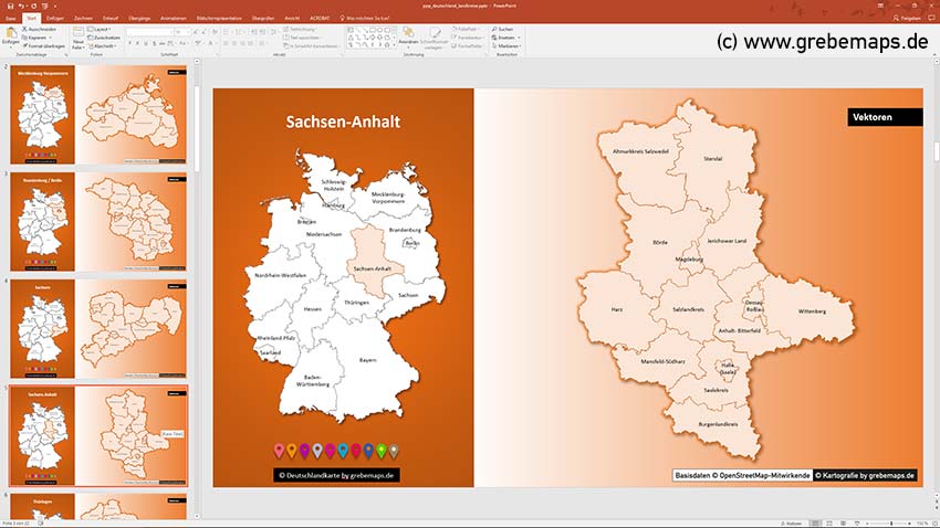 Deutschland PowerPoint-Karte Landkreise Bundesländer, PowerPoint-Karte Landkreise Deutschland