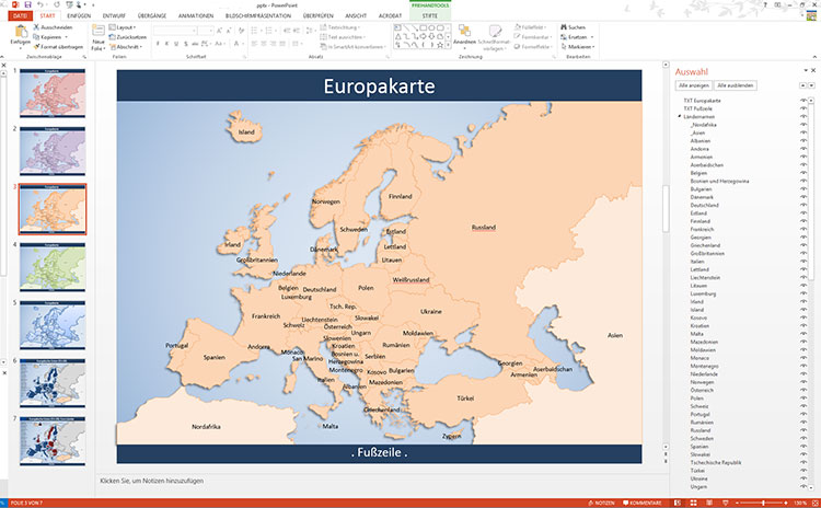 Europa PowerPoint-Karte EU-28, Karte Europa EU-28 PowerPoint, Europa-Karte EU-28 PowerPoint