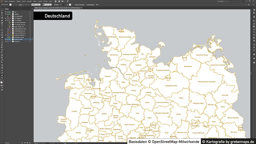 Deutschland Landkreise Stadtkreise Vektorkarte, Karte Deutschland Landkreise, Vektor Karte Deutschland, Karte Landkreise Deutschland