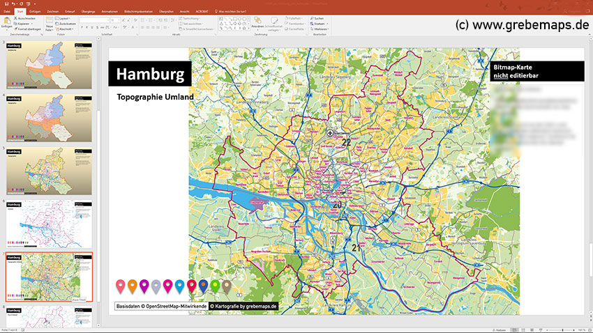Hamburg PowerPoint-Karte Postleitzahlen PLZ-5 (5-stellig), Postleitzahlenkarte Hamburg PLZ-5 PowerPoint, PLZ-Karte Hamburg PowerPoint