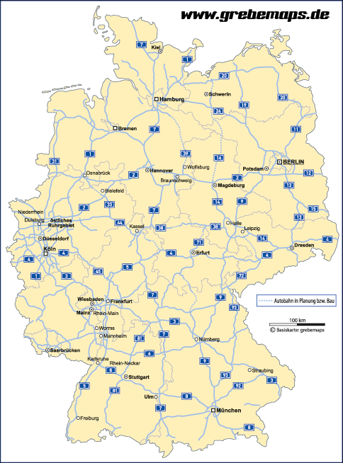Deutschland Bundesländer Autobahnen Vektorkarte, Karte Deutschland Bundesländer Autobahnen Landeshauptstädte, Karte Vektor Deutschland, Deutschlandkarte Vektor Bundesländer