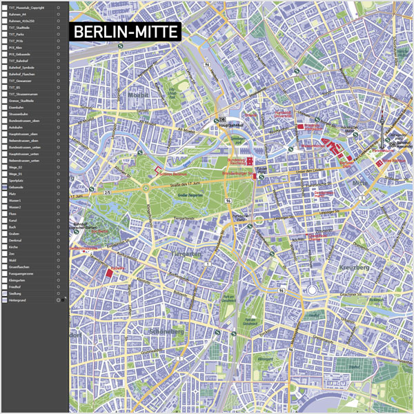 Berlin-Mitte Stadtplan Vektorkarte