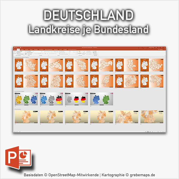 Deutschland PowerPoint-Karte Lankreise Bundesländer