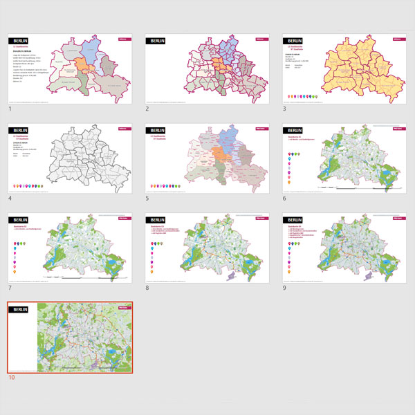 Berlin PowerPoint-Karte mit Bezirken und Stadtteilen