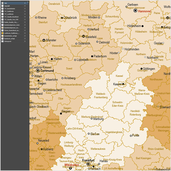 Deutschland Landkreise Stadtkreise Vektorkarte