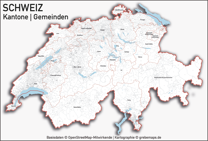 Schweiz Vektorkarte Kantone Gemeinden. Landkarte Gemeinden Schweiz, Karte Kantone Schweiz, Vektorkarte Kantone Schweiz, karte vector schweiz, karte vektor schweiz kantone, gemeinde karte schweiz, karte gemeinden schweiz
