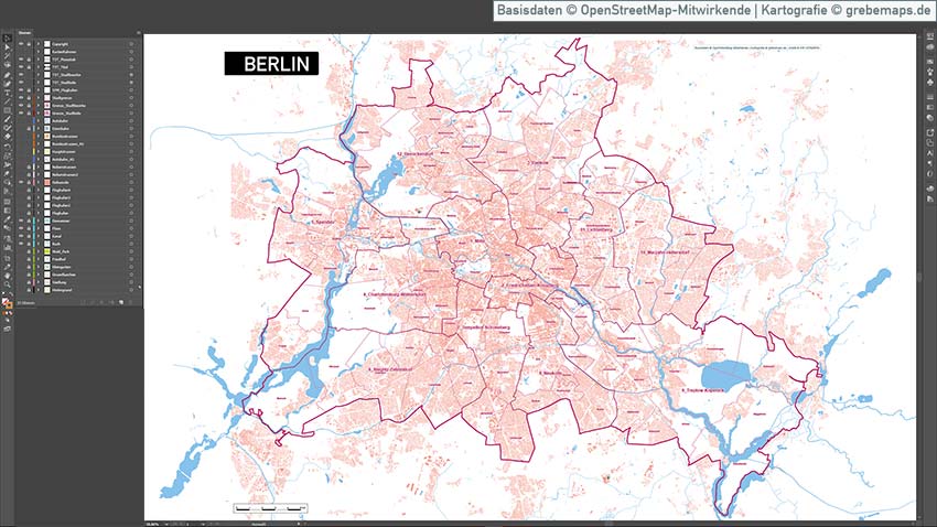 Berlin Karte Vektor Übersicht mit Gebäuden Stadtteilen Topographie, Karte Berlin Vektor, Vektorkarte Berlin, Berlin Übersichtskarte Vektor mit Gebäuden Stadtteilen Topographie