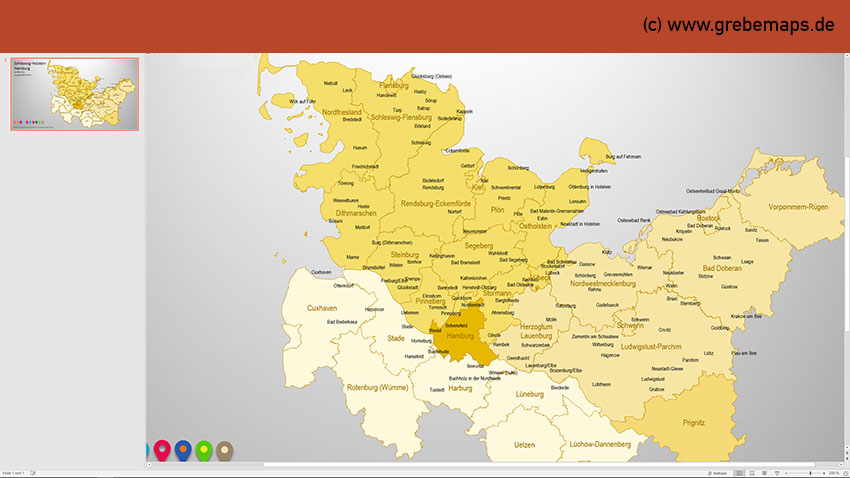 Schleswig-Holstein Hamburg PowerPoint-Karte Landkreise