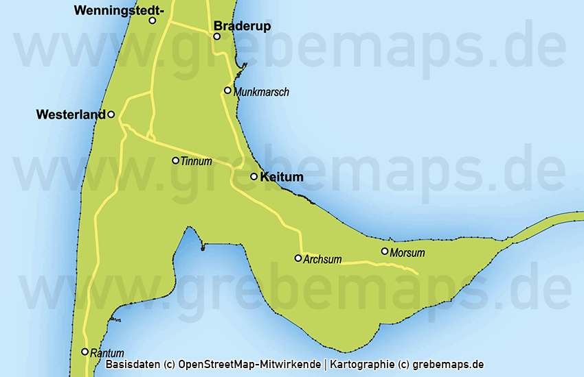 Sylt Vektorkarte einfache Inselkarte Karte Insel Sylt