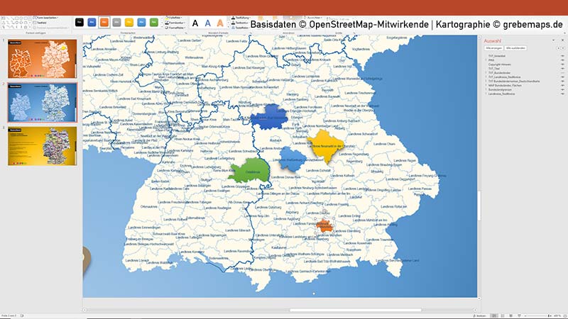 Deutschland PowerPoint-Karte Landkreise Stadtkreise