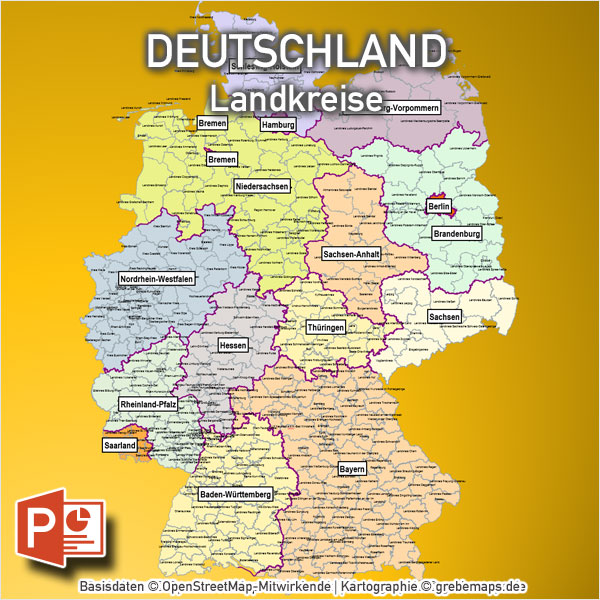 PowerPoint-Karte Deutschland Landkreise