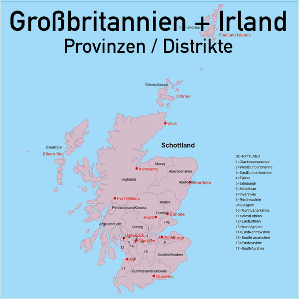 Großbritannien Irland Vektorkarte England Schottland Wales Nordirland Provinzen Distrikte, Karte Großbritannien, Karte Irland, Karte England, Karte Schottland, Karte Wales, Karte Nordirland