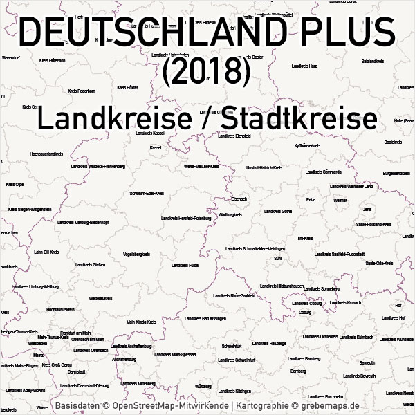 Deutschland PLUS Landkreise Stadtkreise Vektorkarte, Vektorkarte Deutschland Landkreise Stadtkreise