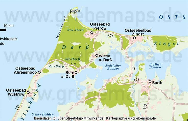 Fischland-Darß-Zingst Vektorkarte (DIN lang) - grebemaps® Kartographie
