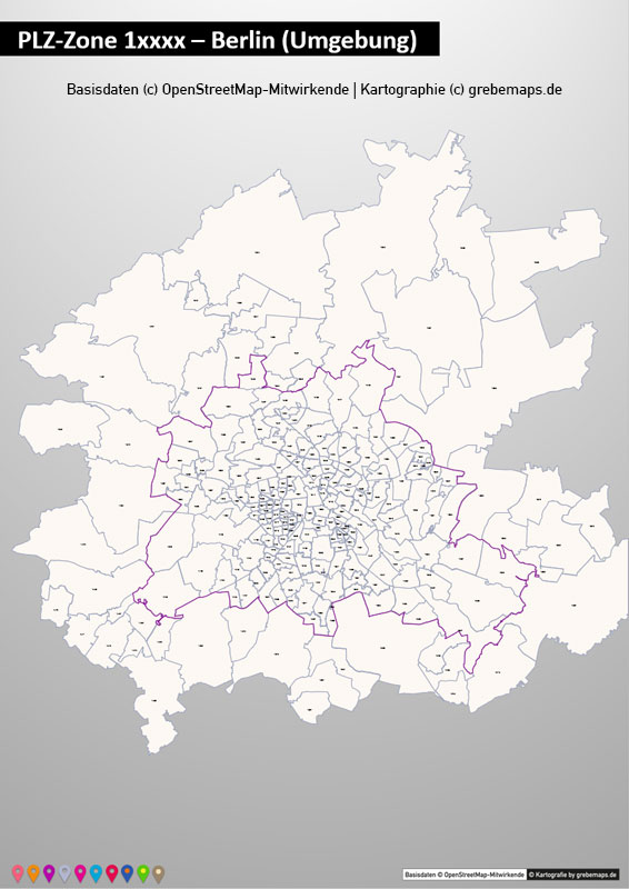 Deutschland PowerPoint-Karte PLZ-Zone 1 (Postleitzahlen 5-stellig), Karte PLZ-Zone 1 Deutschland, Postleitzahlen Zone 1 Karte Deutschland