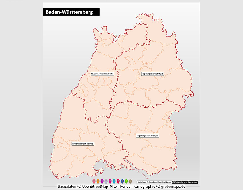 Baden WÃ¼rttemberg PowerPoint Karte Landkreise Postleitzahlen.