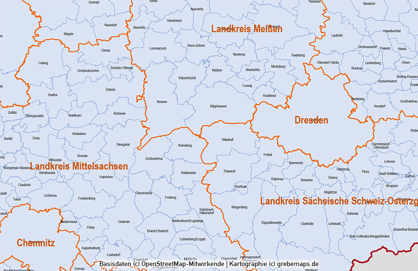 Sachsen PowerPoint-Karte Landkreise Gemeinden, Karte Sachsen Landkreise, Karte Sachsen Gemeinden