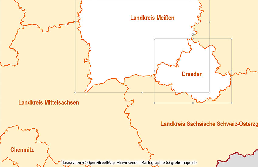 Sachsen PowerPoint-Karte Landkreise Gemeinden, Karte Sachsen Landkreise, Karte Sachsen Gemeinden